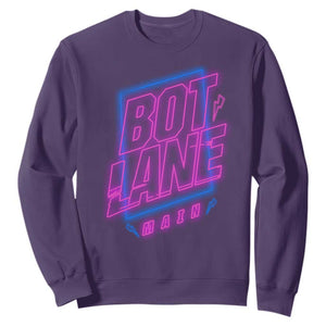 Bot Lane Main Cyberpunk Neon Style Sweatshirt Gaming Quote Gift TS12 Purple Print Your Wear