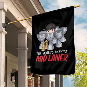 Worlds Okayest Mid Laner Garden Flag Funny Game Lover Gift TS12 Print Your Wear