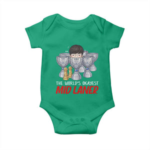 Worlds Okayest Mid Laner Baby Onesie Funny Game Lover Gift TS12 Irish Green Print Your Wear
