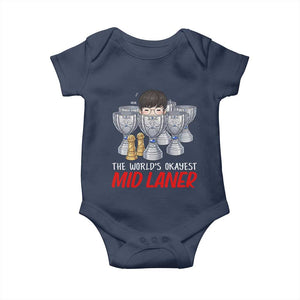 Worlds Okayest Mid Laner Baby Onesie Funny Game Lover Gift TS12 Navy Print Your Wear