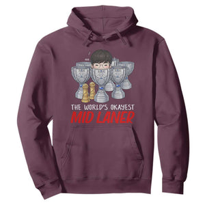 Worlds Okayest Mid Laner Hoodie Funny Game Lover Gift TS12 Maroon Print Your Wear