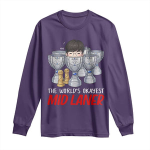 Worlds Okayest Mid Laner Long Sleeve Shirt Funny Game Lover Gift TS12 Purple Print Your Wear