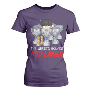 Worlds Okayest Mid Laner T Shirt For Women Funny Game Lover Gift TS12 Purple Print Your Wear