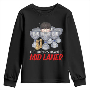 Worlds Okayest Mid Laner Youth Sweatshirt Funny Game Lover Gift TS12 Black Print Your Wear