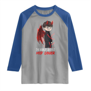 Worlds Okayest Mid Laner Raglan Shirt Funny Gift For Gamer TS12 Sport Gray Royal Print Your Wear