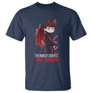 Worlds Okayest Mid Laner T Shirt Funny Gift For Gamer TS12 Navy Print Your Wear