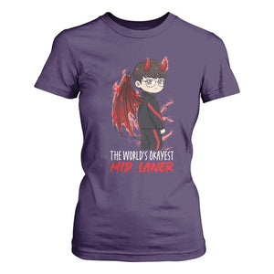 Worlds Okayest Mid Laner T Shirt For Women Funny Gift For Gamer TS12 Purple Print Your Wear