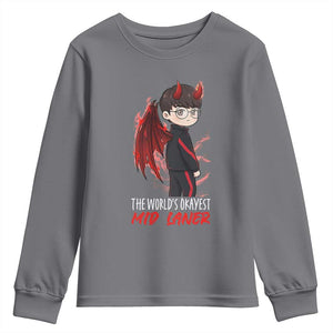 Worlds Okayest Mid Laner Youth Sweatshirt Funny Gift For Gamer TS12 Charcoal Print Your Wear