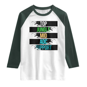 Gaming Humor 5 Roles Raglan Shirt Quote For Gamer Lovers TS12 White Dark Forest Green Print Your Wear