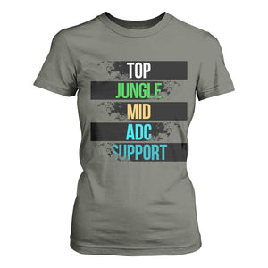 Gaming Humor 5 Roles T Shirt For Women Quote For Gamer Lovers TS12 Military Green Print Your Wear