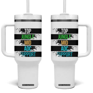 Gaming Humor 5 Roles Tumbler With Handle Quote For Gamer Lovers TS12 One Size: 40 oz White Print Your Wear