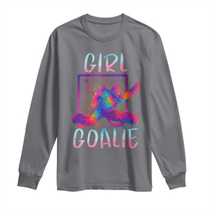 Funny Ice Hockey Girl Goalie Splatter Art Long Sleeve Shirt Gift For Women TS12 Charcoal Print Your Wear