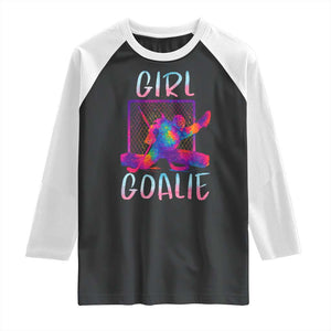 Funny Ice Hockey Girl Goalie Splatter Art Raglan Shirt Gift For Women TS12 Black White Print Your Wear