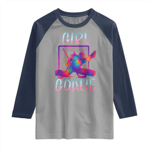 Funny Ice Hockey Girl Goalie Splatter Art Raglan Shirt Gift For Women TS12 Sport Gray Navy Print Your Wear