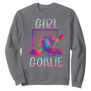 Funny Ice Hockey Girl Goalie Splatter Art Sweatshirt Gift For Women TS12 Charcoal Print Your Wear