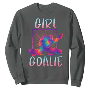 Funny Ice Hockey Girl Goalie Splatter Art Sweatshirt Gift For Women TS12 Dark Heather Print Your Wear