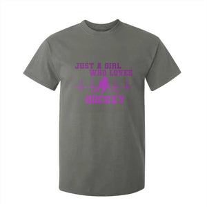 Funny Just A Girl Who Loves Hockey T Shirt For Kid Gift For Women TS12 Military Green Print Your Wear
