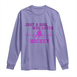 Funny Just A Girl Who Loves Hockey Long Sleeve Shirt Gift For Women TS12 Violet Print Your Wear