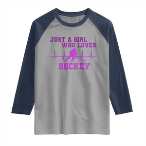 Funny Just A Girl Who Loves Hockey Raglan Shirt Gift For Women TS12 Sport Gray Navy Print Your Wear