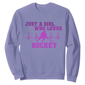 Funny Just A Girl Who Loves Hockey Sweatshirt Gift For Women TS12 Violet Print Your Wear