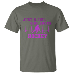Funny Just A Girl Who Loves Hockey T Shirt Gift For Women TS12 Military Green Print Your Wear