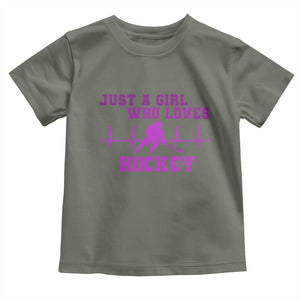Funny Just A Girl Who Loves Hockey Toddler T Shirt Gift For Women TS12 Military Green Print Your Wear