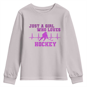 Funny Just A Girl Who Loves Hockey Youth Sweatshirt Gift For Women TS12 Ice Gray Print Your Wear