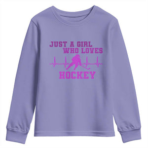 Funny Just A Girl Who Loves Hockey Youth Sweatshirt Gift For Women TS12 Violet Print Your Wear