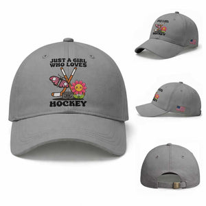 Just A Girl Who Loves Ice Hockey Baseball Cap Sports Lover Gift TS12 Baseball Cap Universal Fit Sport Gray Print Your Wear