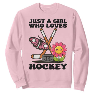 Just A Girl Who Loves Ice Hockey Sweatshirt Sports Lover Gift TS12 Light Pink Print Your Wear