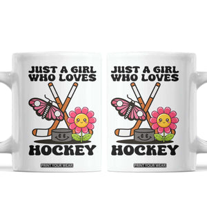 Just A Girl Who Loves Ice Hockey Coffee Mug Sports Lover Gift TS12 White Print Your Wear
