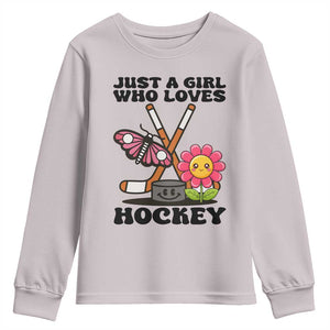 Just A Girl Who Loves Ice Hockey Youth Sweatshirt Sports Lover Gift TS12 Ice Gray Print Your Wear