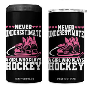 Never Underestimate A Girl Who Plays Hockey 4 in 1 Can Cooler Tumbler Gift For Women TS12 One Size: 16 oz Black Print Your Wear