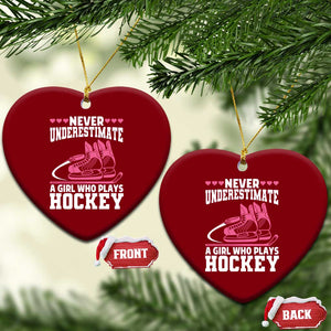Never Underestimate A Girl Who Plays Hockey Ceramic Ornament Gift For Women TS12 Print Your Wear