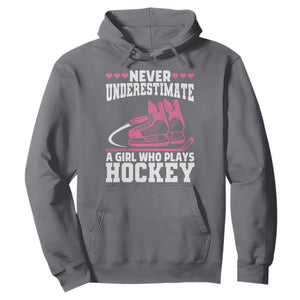 Never Underestimate A Girl Who Plays Hockey Hoodie Gift For Women TS12 Charcoal Print Your Wear