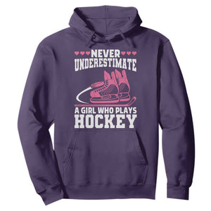 Never Underestimate A Girl Who Plays Hockey Hoodie Gift For Women TS12 Purple Print Your Wear