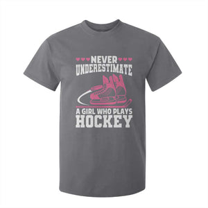 Never Underestimate A Girl Who Plays Hockey T Shirt For Kid Gift For Women TS12 Charcoal Print Your Wear