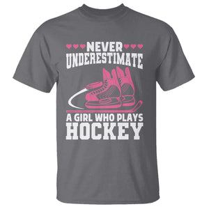 Never Underestimate A Girl Who Plays Hockey T Shirt Gift For Women TS12 Charcoal Print Your Wear