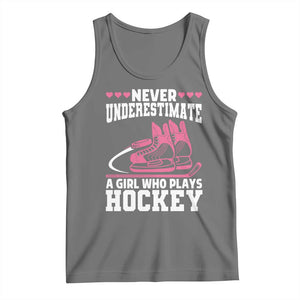 Never Underestimate A Girl Who Plays Hockey Tank Top Gift For Women TS12 Black Heather Print Your Wear
