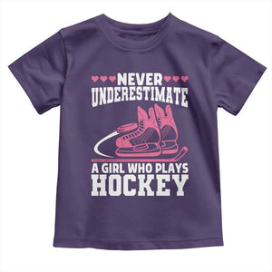 Never Underestimate A Girl Who Plays Hockey Toddler T Shirt Gift For Women TS12 Purple Print Your Wear