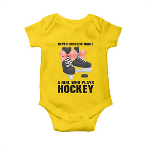 Never Underestimate A Girl Hockey Player Gift Idea Baby Onesie TS12 Daisy Print Your Wear