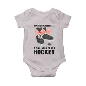 Never Underestimate A Girl Hockey Player Gift Idea Baby Onesie TS12 Ice Gray Print Your Wear
