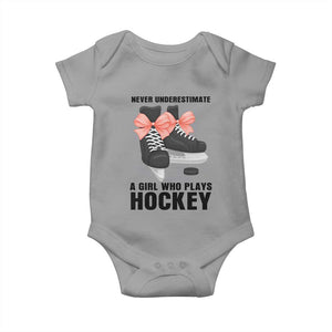 Never Underestimate A Girl Hockey Player Gift Idea Baby Onesie TS12 Sport Gray Print Your Wear