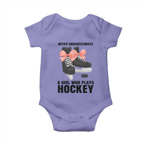 Never Underestimate A Girl Hockey Player Gift Idea Baby Onesie TS12 Violet Print Your Wear