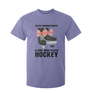 Never Underestimate A Girl Hockey Player Gift Idea T Shirt For Kid TS12 Violet Print Your Wear