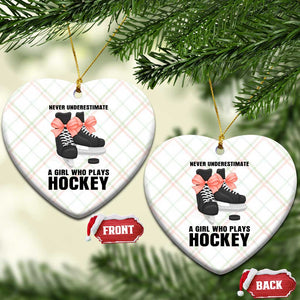Never Underestimate A Girl Hockey Player Gift Idea Ceramic Ornament TS12 Print Your Wear