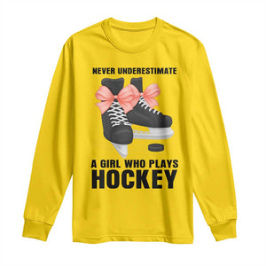 Never Underestimate A Girl Hockey Player Gift Idea Long Sleeve Shirt TS12 Daisy Print Your Wear