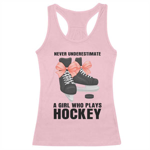 Never Underestimate A Girl Hockey Player Gift Idea Racerback Tank Top TS12 Light Pink Print Your Wear
