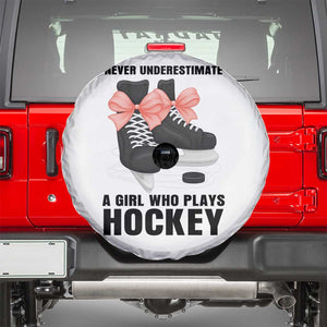 Never Underestimate A Girl Hockey Player Gift Idea Spare Tire Cover TS12 White Print Your Wear
