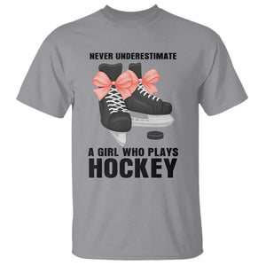 Never Underestimate A Girl Hockey Player Gift Idea T Shirt TS12 Sport Gray Print Your Wear